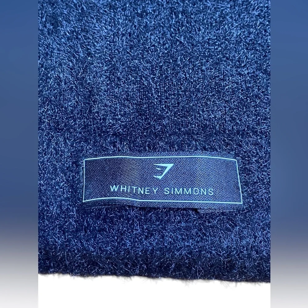 Gymshark X Whitney Simmons Eyelash Knit Bandeau Fuzzy Top Black Womens Size L